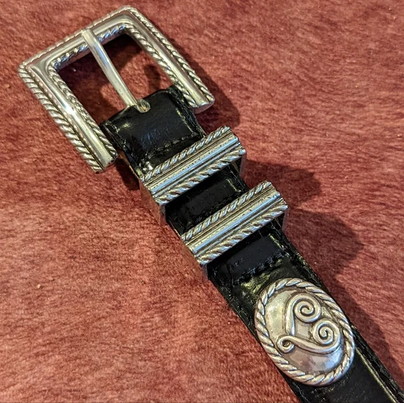 Studio Barse Black Leather Belt with Silver Conchos and Buckle - Picture 13 of 13